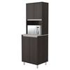 Inval Breakroom Cabinet With 4-Doors and Open Space 23.62 in W x 11.89 in D x 70.87 in H in Espresso and Amber Grey AL-4013